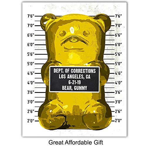Gummy Bear Mugshot Set - Funny Contemporary Andy Warhol Style Aesthetic Room Decor, Wall Decoration - Unique Cool Gift For Modern Pop Art Fans - Original 8X10 Unframed Poster Picture Print #TOP4