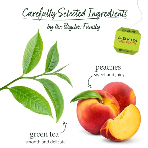 Image of Bigelow Tea Green Tea with Peach, 20 Count (Pack of 6) | Caffeinated Tea with Green Tea and Peach, 120 Total Tea Bags