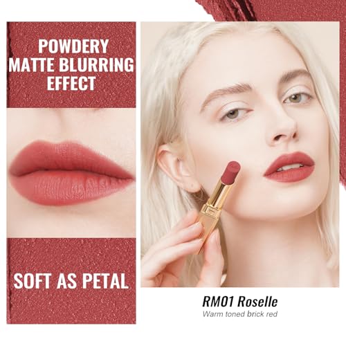 Image of Oulac Red Matte Lipsticks for Women, Silky Velvet Matte Lipstick, Soft Smooth Texture, High Impact Lip Color, Not Dry Lightweight Formula Infused with Vitamin E, Vegan&Cruelty Free RM01
