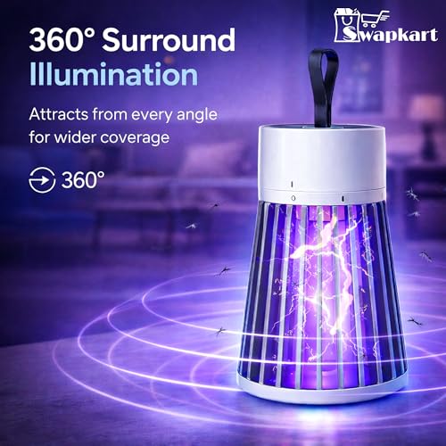 Image of SWAPKART Electric Mosquito Killer Lamp with UV Light | USB Powered Bug Zapper with LED Night Lamp | Silent & Safe Indoor & Outdoor Mosquito Trap Machine for Home