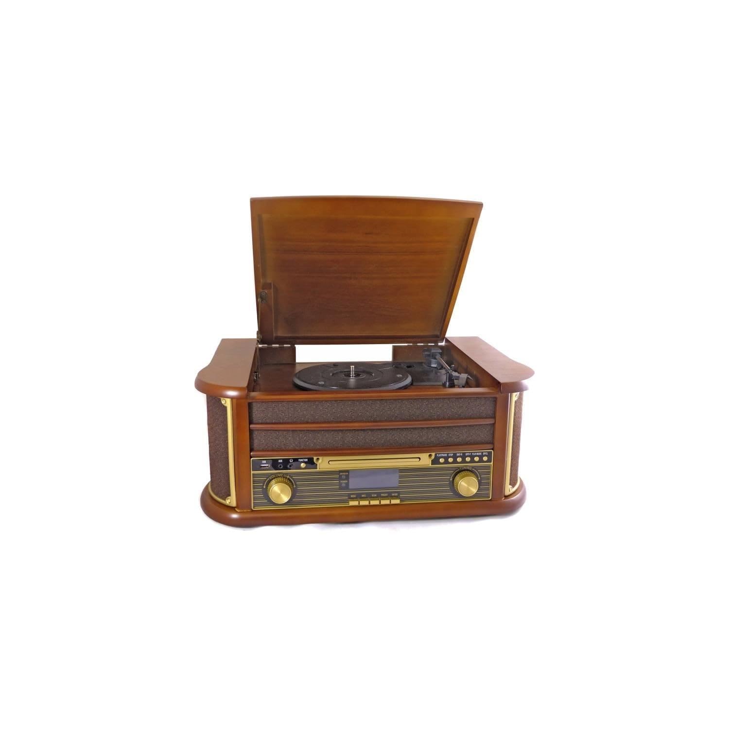 INOVALLEY RETRO29 E Chaîne Hifi vinyle style rétro Bluetooth Lecteur CD K7 Audio FM USB
