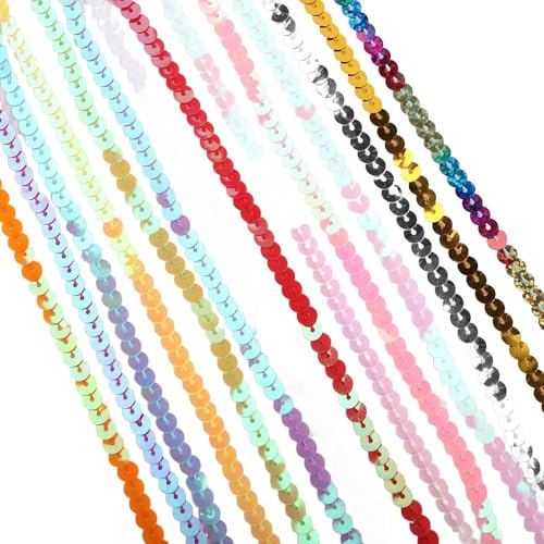 Cinta plana de lentejuelas 6 mm tiras de lentejuelas amarillas para manualidades 3