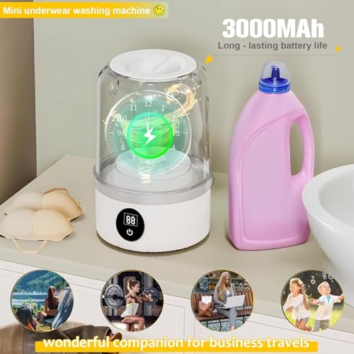 Image of Mini Washing Machine for Clothes | Portable Automatic Washer with USB Power | Compact Laundry Machine for Travel, Baby Clothes, Underwear & Small Loads | Foldable & Lightweight A9