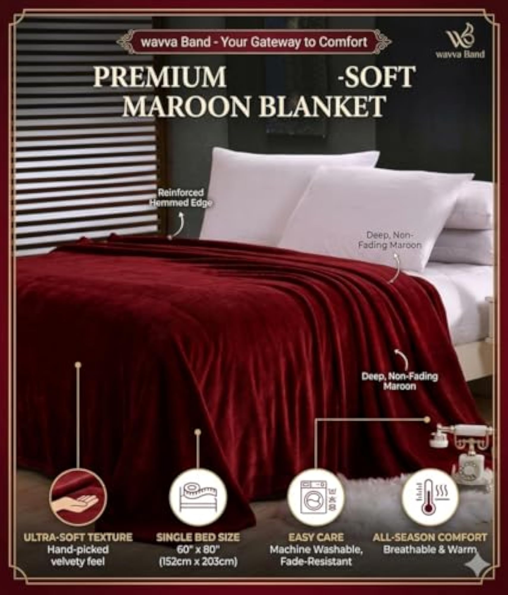 Set of 2 Brown and Red Fleece Blankets, Single Bed