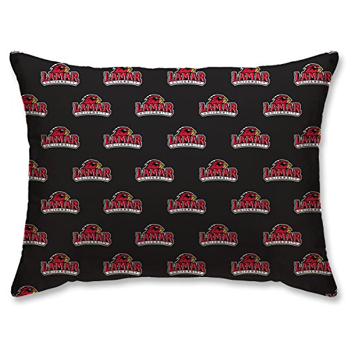 Pegasus Sports NCAA PLUSH LOGO BED PILLOW- LAMAR UNIVERSITY , white, 20x26"