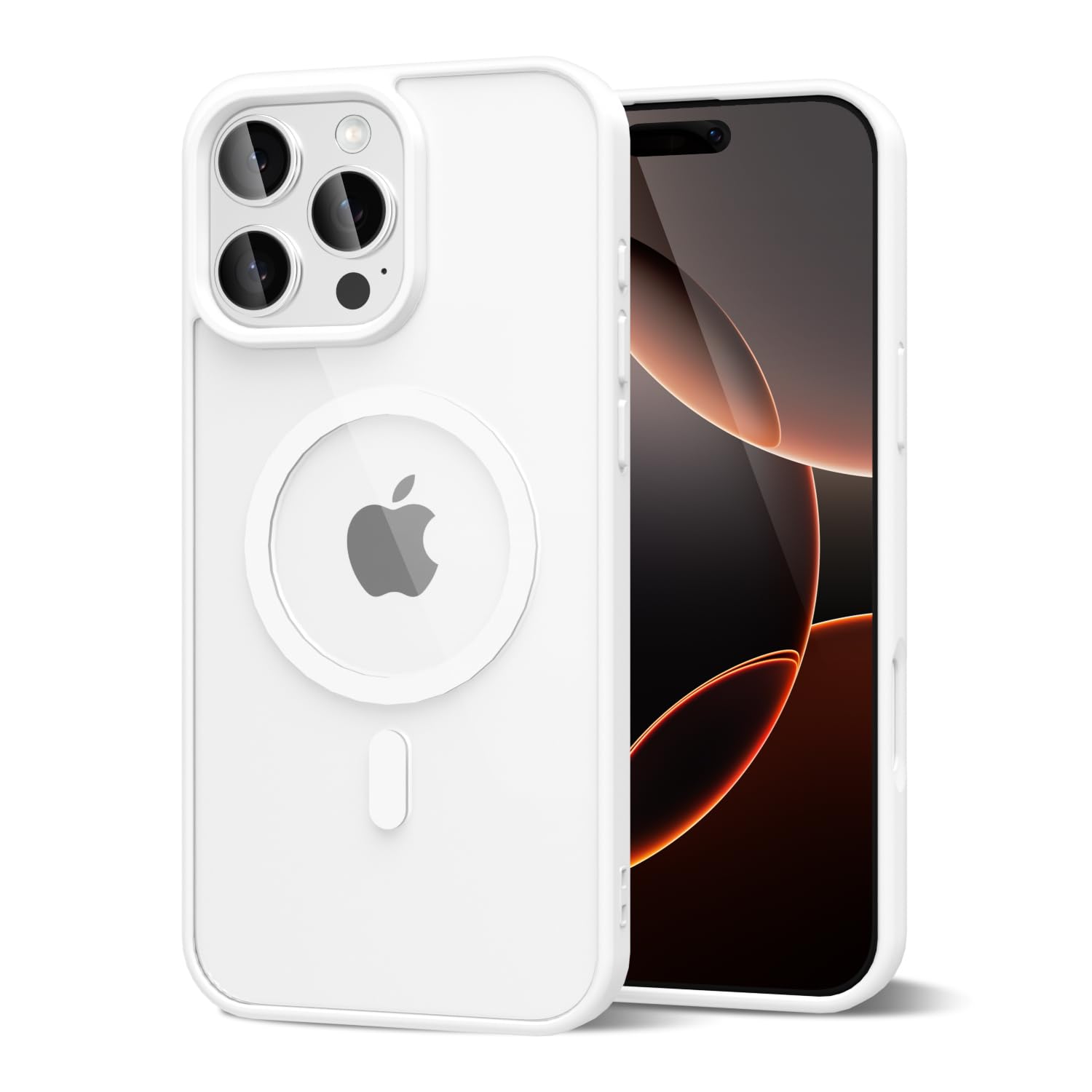 oakxco Funda Translúcida Magnética para iPhone 16 Pro, Compatible con Carga Inalámbrica Magsafe, Ultra Fina Slim Color Sólido No Amarilleo Elegante Protectora Case, Blanc