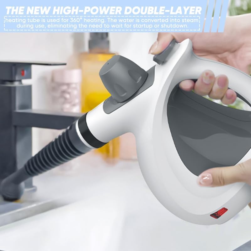 Multi-Surface Natural Steam Cleaner,Power Washer，with 1 Set Accessories, Multi-Purpose Steamer for Home Use, Steamer for Cleaning Floor, Grout and Car，Washer (1 set+Four cloth)