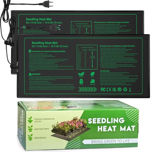 NAMOTEK Pflanzen-Heizmatte 52x24cm - wasserdichte Wärmematte zur Keimung & für Hydroponik - Langlebig, MET-Standard, EU-Stecker