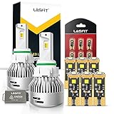 LASFIT 5202 5201 and 6-Pack 194 175 LED Light Bulbs Combo, 5202 Dual Color Switchback 6000K White/3000K Amber Yellow and 194 6000K Xenon White, Non-Polarity, All-in-One Kit，Plug and Play