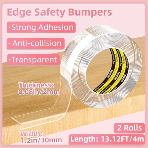Image of Clear Edge Protector & Corner Guards, 1.2in(W x 13.2FT(L),Baby Proof Corner Protectors for Furniture, Table Bumper for Baby Safety, Sharp Edge Protector for Drawers, Tables, Cabinets