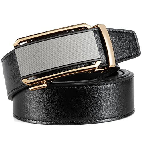 Image of Founders & C Men's Ratchet Belt 1 3 /8 inch,Leather Dress Belt Adjustable with Click Sliding Buckle Trim to Exact Fit