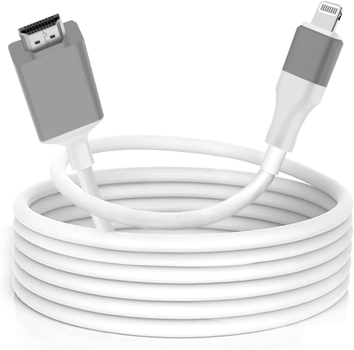 Lightning to HDMI Adapter, HDMI Cable for iPhone to TV, Digital AV Adapter, 1080P HD Video Sync Screen Connector, iPhone to HDMI for TV Projector Monitor, NO Need Power Supply, White