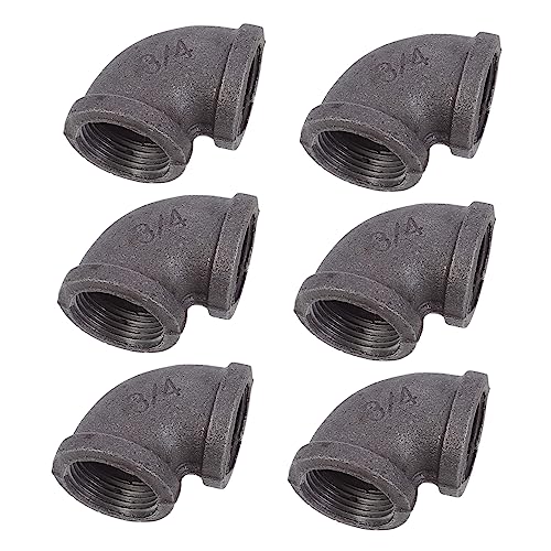 ARTIBETTER 6 Pack Elbow Cast Iron Pipe Joints 3/4 Bend Tube Fittings Easy Install Connector Supply for Industry Water Hose Accessory