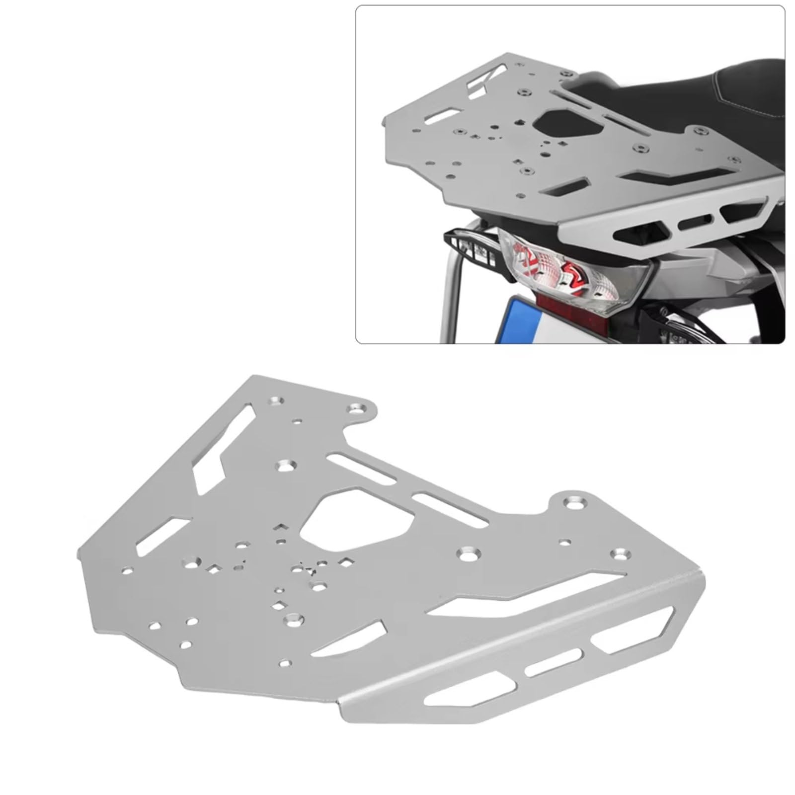 Étagère à Bagages de Moto pour BMW R1250GS R1200GS LC pour GSA pour ADV Zone De Siège Arrière Couvrant Porte-Bagages Support(Argent)