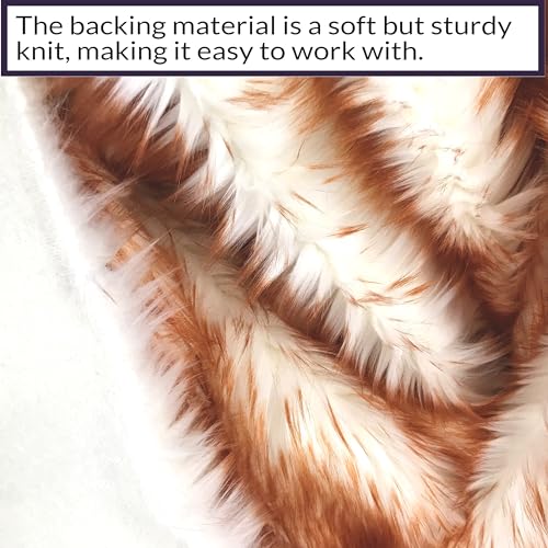 Bianna Candy Amber Orange White Faux Fur Fabric, 60 inches Wide Options and Small Sizes, American Seller, Luxury Shag Shaggy Material for Crafting, Sewing, Costumes (5x60 inches)