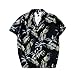 Produktbild CQQO Blumenhemd Vintage Hafen Stil Loser Strandurlaub Kurzärmeliger Dünner Abschnitt (Color : Black, Size : XL)