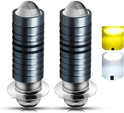 Bombilla LED H6M para faros delanteros, luz baja ámbarluz blanca P15D ATV LED con lente para Yamaha RhinoBig BearBanshee.2 unidades.