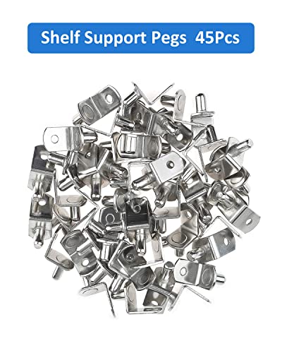Shelf Support Pegs - 1/4 Inch Cabinet Shelf Brackets,Nickel Plated L-Shaped Clips For Kitchen,Bookcase&Furniture Closet Shelf Pins Support-45 Pcs #TOP4