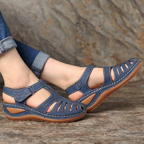 Sandales compensées bleu 39 FGRID avec bout fermé et bride réglable