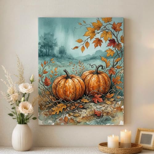 Lienzo de calabazas rústico de 40x50 cm para decoración de hogar y cocina