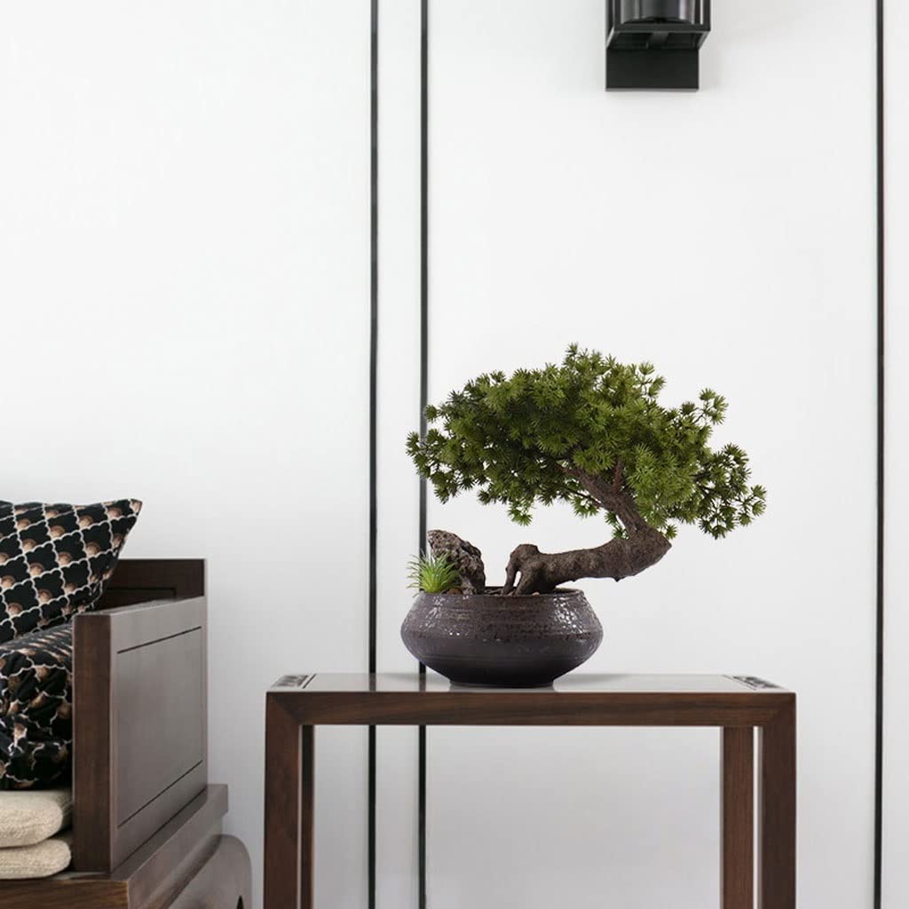 Bonsai Pianta Chinese Benvenuto Pino Tree Bonsai Ornamenti Piccolo Pino in vaso Decorazione Pino Decorazione Casa Soggiorno Soggiorno Tavolo da tè Piante in vaso artificiale, altezza 16 '' Pianta Arti