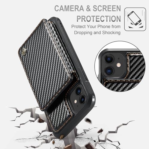Vinich for iPhone 12/12 Pro Wallet Case with Card Holder, RFID Blocking Credit Slots Kickstand Shockproof Phone Cover Fit for iPhone 12/12 Pro 6.1" Carbon Black by Vinich - Used condition - Image 7