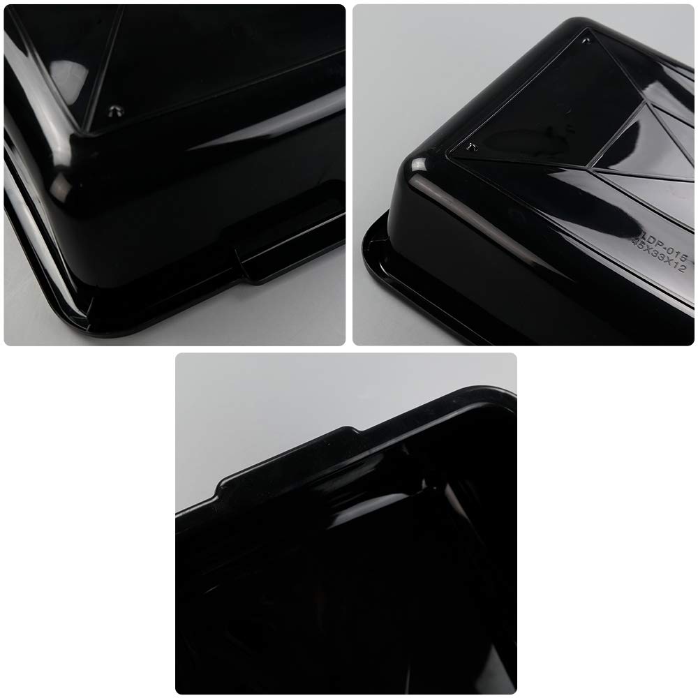 13 L tina de plástico para autobús comercial, paquetes de 4 cuenco para lavado rectangular, negro