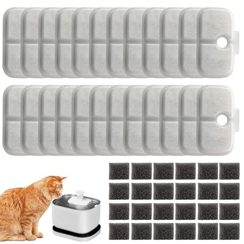 Image of 24 Pack Cat Water Fountain Replacement Filter for Petlibro Dockstream Cat Water Fountain PLWF005 /PLWF115 /PLWF105, Pet Fountain Replacement Filters with Pre-Filter Pump Sponges(24+24)