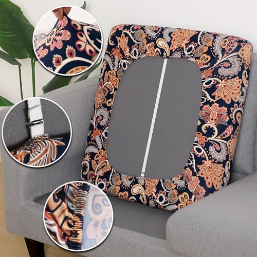 Image of YISUN Sofa Couch Cushion Covers, Stretch Printed Couch Seat Slipcover, Soft Couch Cover for Dogs, Washable Non-Slip Furniture Protector for Sectional Armchair Loveseat (Yellow, 2 piece)