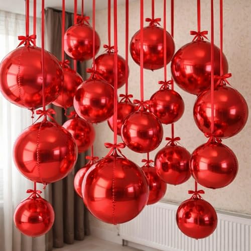 Ballons en aluminium effet miroir HILAVO, décoration haut de gamme rouge 56 cm