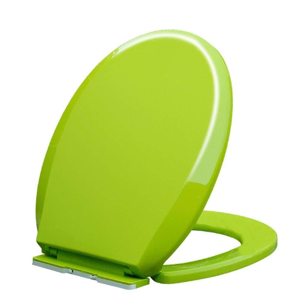 Nviusdsj Grün Toilet Seats, Strong Wc Toilet Seats Pan Round/D/V Shaped - Durable Hinge Top Fix Fittings(,O4245*35.6Cm)