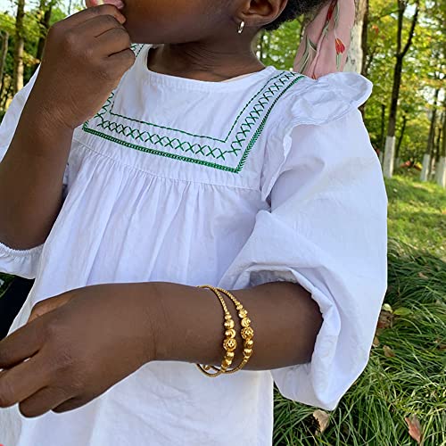 Ethlyn 2Pcs/Lot Kids Jewelry Gold Plated Adjustable Beads Bracelet Bangle Birthday Christmas Gifts for Girls 4years old3