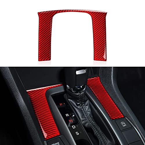 Car Gear Shift Cover Trim Sticker Carbon Fiber Decals Compatible with 10th Gen Honda Civic 2016 2017 2018 2019 2020 2021 Interior Accessories (Outer)