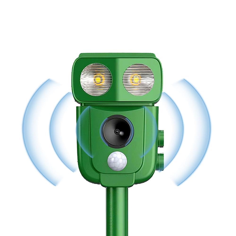 Repelente de Gatos, ahuyentador de pájaros, disuasión Solar ultrasónico, Parada de Animales, Gatos, Ratas, Perros, pájaros, Zorros y Otros, Repelente al Aire Libre para Animales con LED Intermitentes