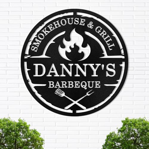 Custom Bar & Grill Metal Sign, Metal Signs Customized, Vintage Funny BBQ Decor for Outdoor, Backyard Decor, Outdoor Wall Art, BBQ Smoker Decoration, Barbecue Lover Gifts