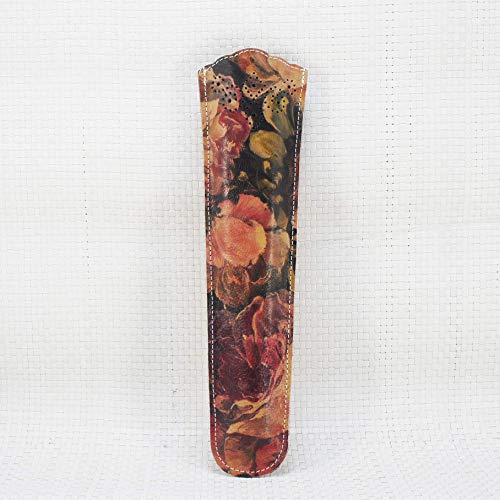 Funda de abanico de piel'flores' Abaniquera. Protector de abanicos cuero. Porta abanico flores en cuero.
