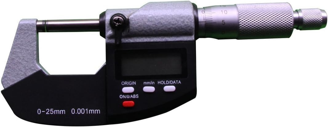 Noble Hardware Digital Micrometer, Inch/Mm, +/-0.00005" Accuracy,0.00005"(0.001mm) Resolution,0-1"(0-25mm) Range,Meets IP65 Specifications,4 button