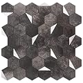 Bainley 10-Sheets Hexagon Peel and Stick Backsplash Tile, Stick on Backsplash for Kitchen and Bathroom, Dark Slate PVC Mixed Metal Gold Self Adhesive Wall Tiles