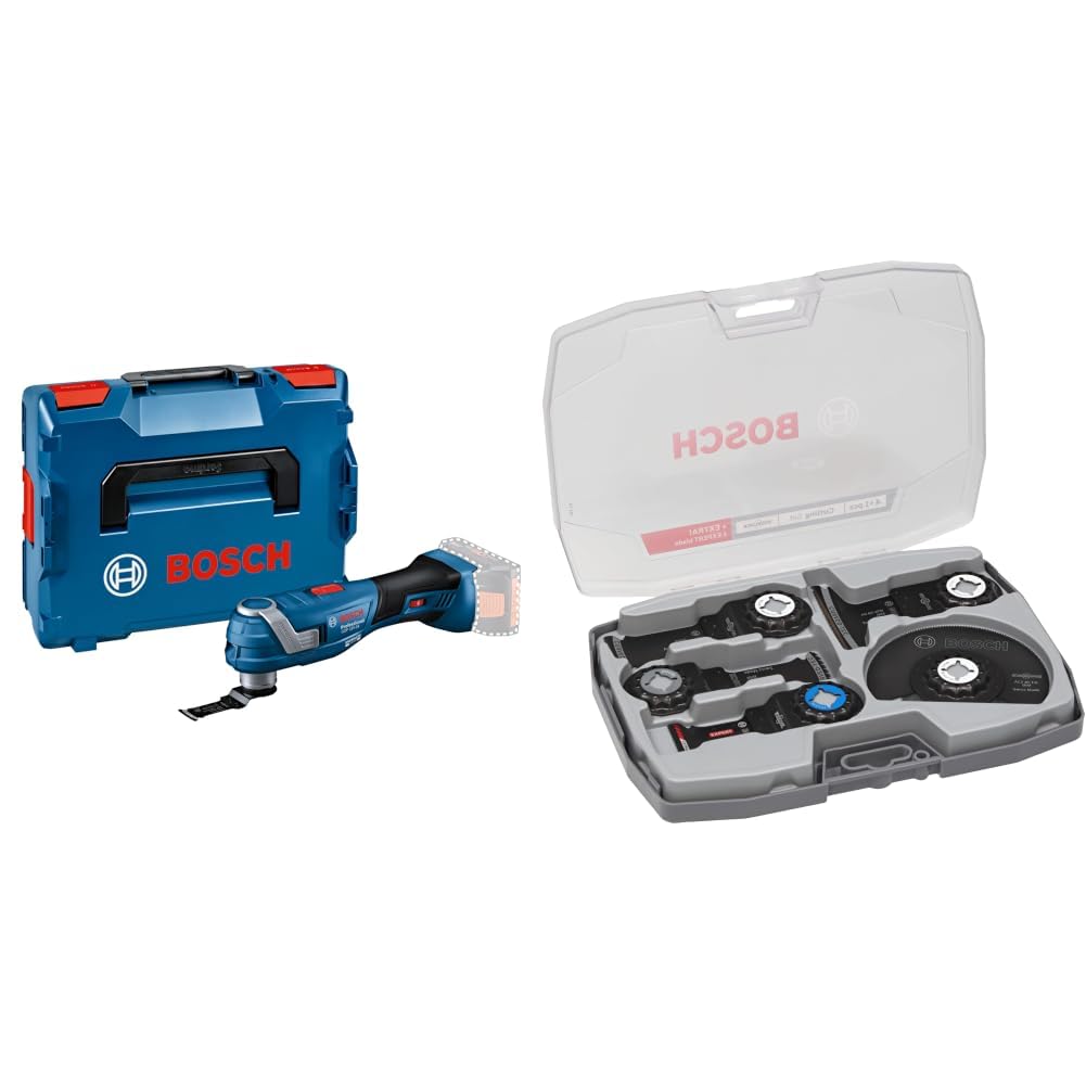 Bosch Professional 18V System Utensile multifunzione a batteria GOP 18V-34 (motore brushless, Vibration Control, incl. 1 lama, senza batteria/caricabatteria) + Bosch 5x Set di lame da taglio, 5 pz