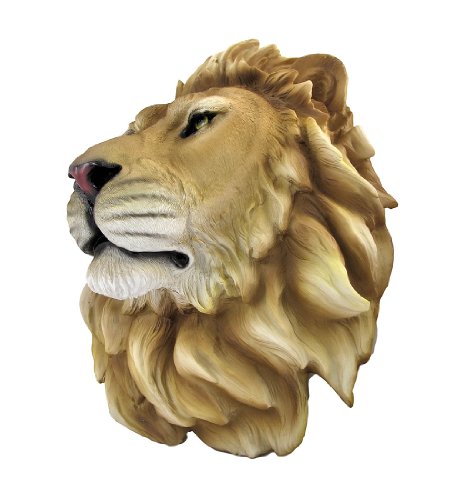 Dwk Gold Lion Head Wall Mounted Faux Taxidermy Animal Bust | African Animal Masks Wall Decor | Wall Sculpture Bust Statue | Lion Sculptures Home Decor - 16" #TOP2