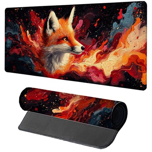 Alfombrilla Escritorio Naranja Alfombrilla Ratón XXL 600x300x3mm, Gaming Mousepad Zorro, Mejora La Precisión Y La Velocidad Wasserdicht Protector Escritorio para Gamer Accesorios Gaming PC Y-5900