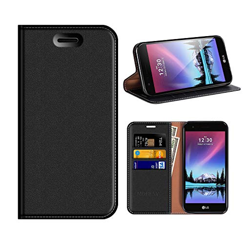 MOBESV Funda Cartera LG K4 2017, Funda Cuero Movil LG K4 2017 Carcasa Case con Billetera/Soporte para LG K4 2017 - Negro