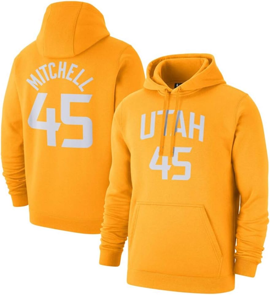 LHX#45 Mitchell Jazz Basketball Hoodie Long Sleeve Jersey Sports Sweater Men's Plus Sweatshirt Training Suit Jacket Boy Holiday Gift,L