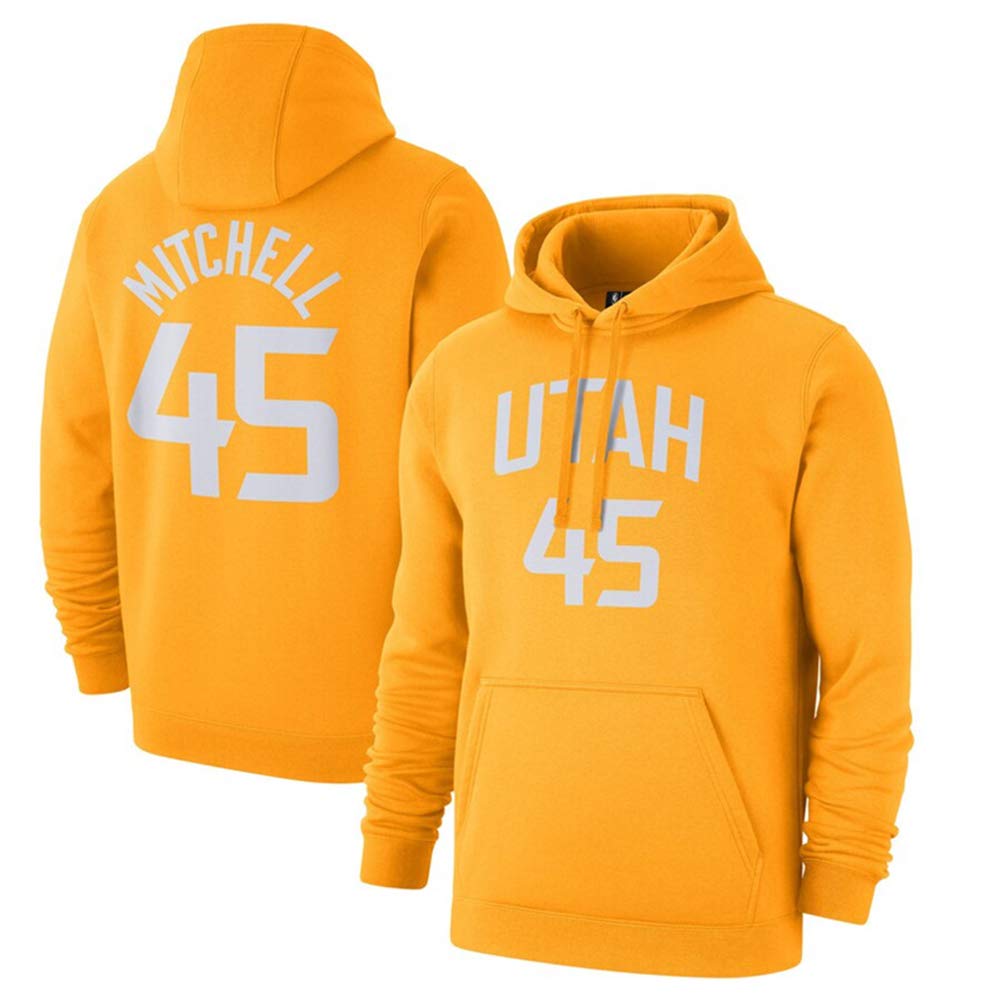 LHX#45 Mitchell Jazz Basketball Hoodie Long Sleeve Jersey Sports Sweater Men's Plus Sweatshirt Training Suit Jacket Boy Holiday Gift,L