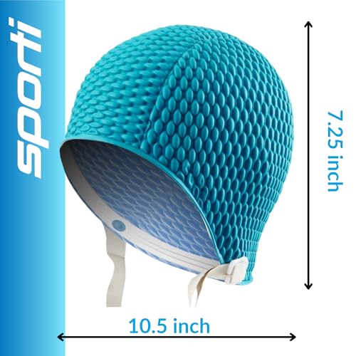 Image of Sporti Bubble Swim Cap With Chin Strap (Teal)
