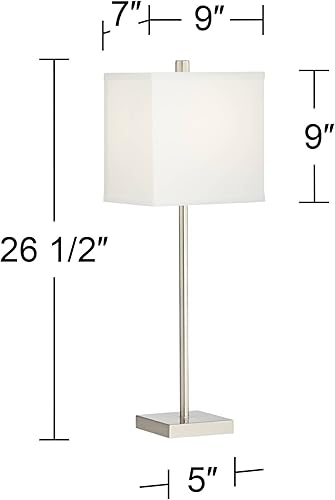 Miniatura 4 de 360 Lighting Franco - Juego de 2 lámparas de mesa minimalistas modernas de 26.5 pulgadas de alto con puertos de carga USB, níquel cepillado,