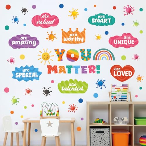 Image of DECOWALL Color Quote Wall Stickers Decals Inspirational Letter Educational for Bedroom Living Room Home decor Art Positive Motivational Phrases Classroom Nursery School Peel Stick Kid (DS9-8082)