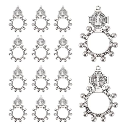 Finger Rosary Ring Catholic For Baptism Favors Rosaries in Bulk 12 PCS St Benedict Ring,Small Pocket Rosary Keychain for Men,Rosarios Catolicos 12 Pack Para Recuerdos De Bautizo,Medalla De San Benito