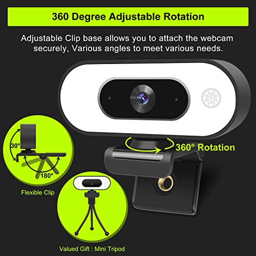 Webcam With Ring Light Microphone - Streaming Web Camera, 1080P Full Hd Pro Camera For Pc Mac Laptop Desktop, Usb Computer Webcam With Privacy Cover And Tripod For Zoom Meeting Skype Teams Twitch #TOP4