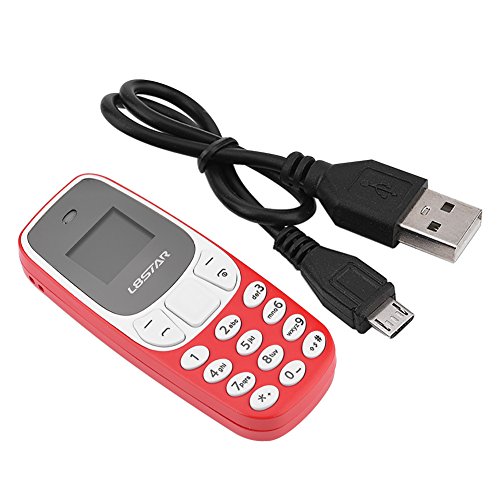Richer-R Mini Portable Dual-SIM Mobile Phone, Low Radiation Bluetooth Smartphone,Mini Small GSM Dual SIM Card Mobile Phone Bluetooth Cellphone Smartphone with Voice Changer(Red)